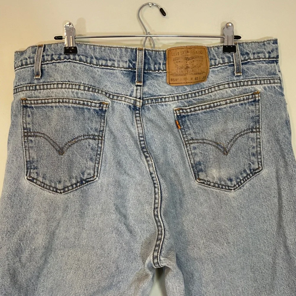 Levis 550 Orange Tab Vintage Mens Relaxed Fit Tapered Leg Jeans Light Wash 40x32
